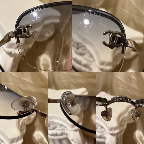 Chanel 4099 Rimless CC Vintage Y2K Sunglasses in Grey Blue Hue - Picture 12 of 16